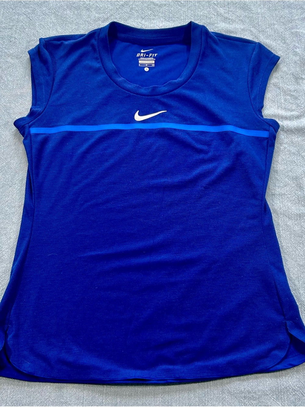 Nike Women's Dri-FIT Blue Athletic Tank with White Swoosh